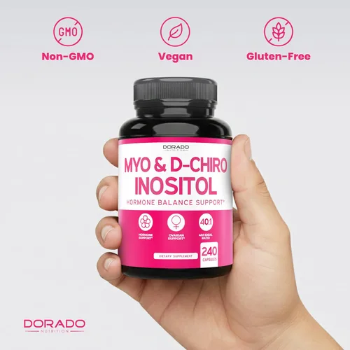 Miniatura 7 de Suplemento de Myo-Inositol y D-Chiro Inositol para Mujeres (240 Cápsulas, 2050mg Por Porción, Relación Ideal 40:1 Myo Inositol) Equilibrio Hormonal
