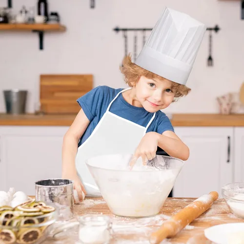 Miniatura 7 de 24 piezas de sombrero y delantal de chef para niños de 5 a 12 años, delantal para niños y niñas, cocina, hornear, pintura