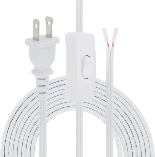Miniatura 11 de RTNLIT Cable de lámpara de 6 pies con interruptor de botón de encendido/apagado y enchufe polarizado, extremos pelados listos para cableado, cable