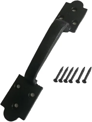 Miniatura 22 de Paquete de 2 manijas de barra recta de 8 pulgadas para puerta de granero, tiradores de hierro fundido negro para puertas correderas, puertas