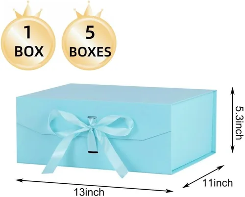 Miniatura 3 de GoooodGift Caja de regalo grande azul, 1 paquete de 13.5 x 11 x 5.3 pulgadas, caja de regalo de lujo para regalos con tapa de cierre magnético