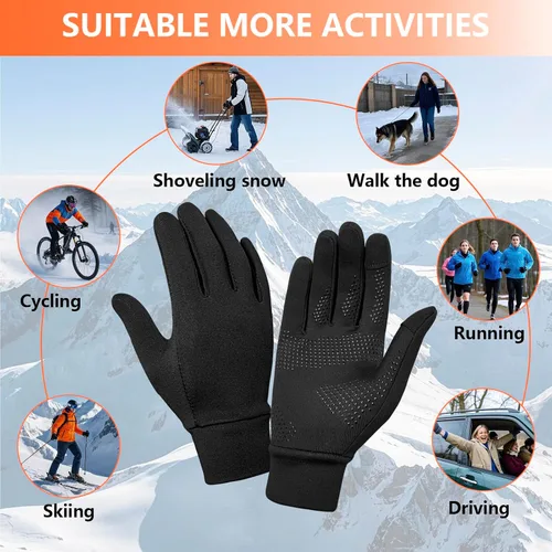 Miniatura 6 de Guantes de invierno para correr para hombres y mujeres, forro térmico para clima frío, guantes térmicos cálidos negros para pantalla táctil, guantes