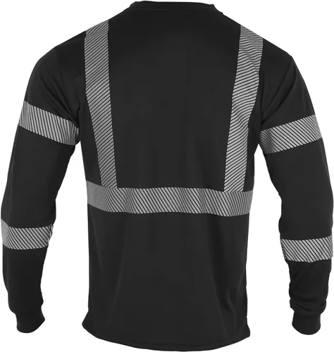Miniatura 3 de FONIRRA Camisas reflectantes de seguridad de alta visibilidad para hombres ANSI Clase 3 Hi Vis, camisetas de trabajo de construcción de manga larga
