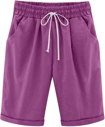 Miniatura 30 de Pantalones cortos sólidos con control de barriga, casuales, con cordón, cómodos, para mujer, pantalones cortos ligeros de verano para correr 2023