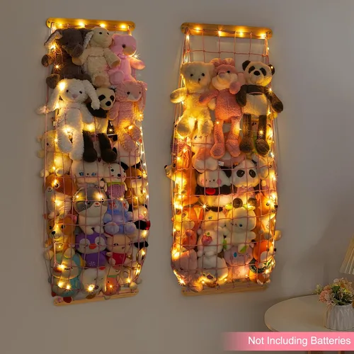 Miniatura 7 de Unicorn Castle Almacenamiento de animales de peluche, organizador de almacenamiento de juguetes de felpa de madera, hamaca para guardar espacio
