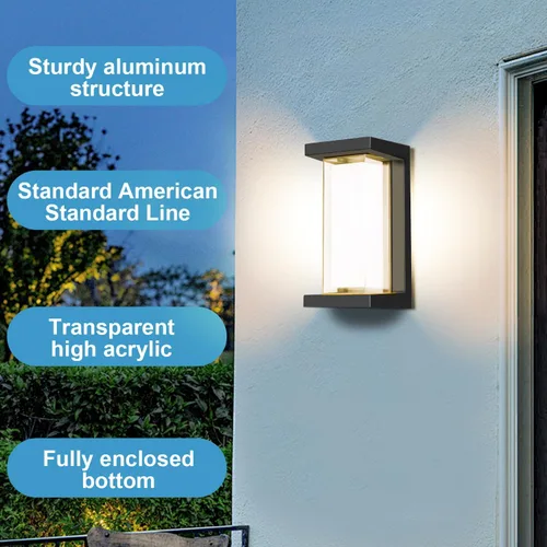 Miniatura 6 de Juyace Accesorios de iluminación exterior de 18 W, paquete de 6 luces económicas para porche al aire libre, apliques negros modernos, montaje