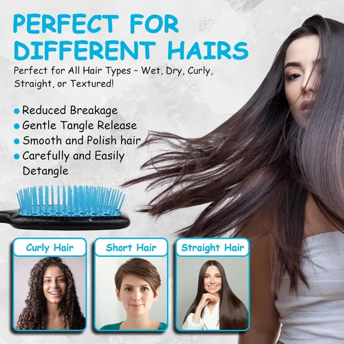 Miniatura 6 de A'riz Cepillo desenredante y peine – Sin dolor, cepillo sin enredos para cabello rizado, liso, húmedo o seco – Deslizamiento suave para mujeres