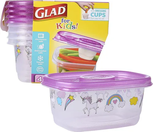 Miniatura 10 de Glad para Niños GladWare - Paquete variado, recipientes de almacenamiento de alimentos para el regreso a la escuela con tapas, tamaños mixtos