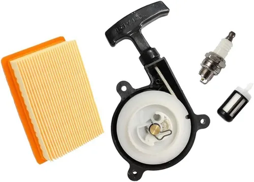 HURI Arrancador de retroceso con filtro de aire Bujía Filtro de combustible para Stihl SR340 SR420 BR320 BR340 BR380 BR400 BR420