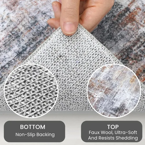 Miniatura 497 de IOHOUZE Alfombra abstracta lavable de 3 x 12 pies para pasillos, antideslizante para cocina, camino de entrada de lana sintética para interiores