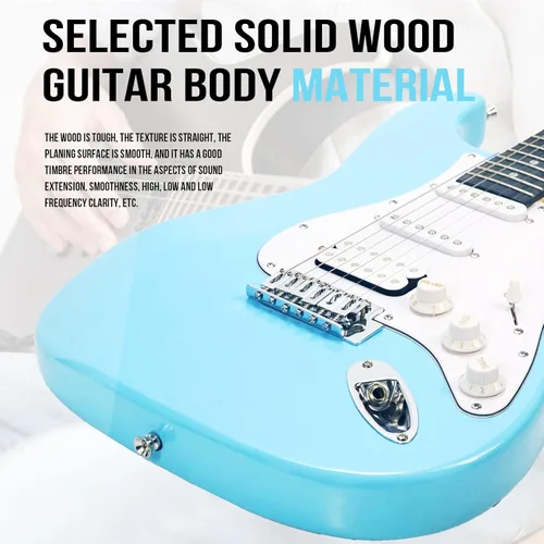 Miniatura 7 de Soulmate - Kit de guitarra eléctrica de 39 pulgadas, tamaño completo, cuerpo sólido, kit para principiantes HSS, guitarra eléctrica de iniciación