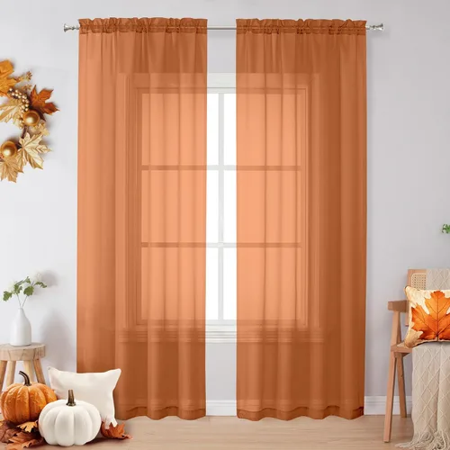 Miniatura 161 de OVZME - Cortinas traslúcidas blancas de 45 pulgadas de largo, 2 paneles, cortinas de gasa con bolsillo para barra para ventanas pequeñas, cada una