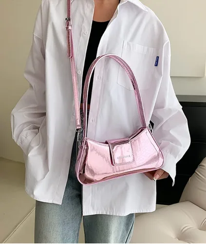 Miniatura 2 de Bolso de noche para mujer, bolso de mano Y2k, plateado brillante, bolso de mano, bolso de fiesta, lindo bolso metálico