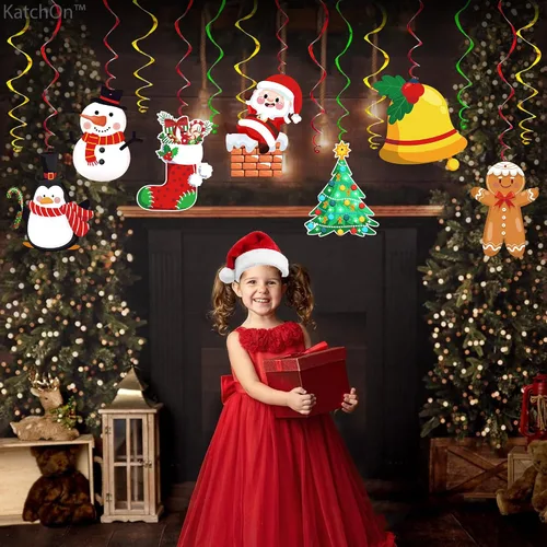 Miniatura 6 de KatchOn, Decoraciones colgantes de Navidad en forma de remolino, grande, paquete de 30 Adorno colgante para decoraciones de fiesta de Navidad