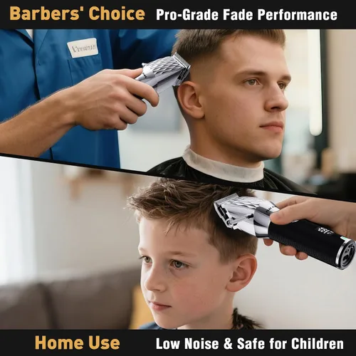 Miniatura 6 de FADEKING® - Kit profesional de cortadora de pelo y barba para hombres, juego de corte y aseo inalámbrico con recortadora de hoja en T sin brecha