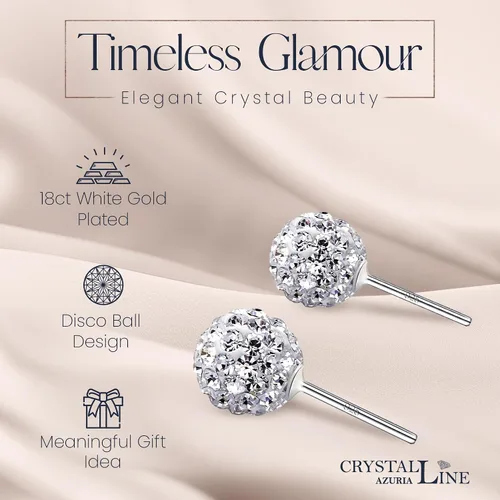Miniatura 4 de Crystal Line Azuria - Aretes de plata de ley 925 con caja de bola de discoteca con cristales blancos colgantes para mujer