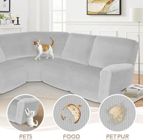 Miniatura 111 de Arfntevss Fundas de sofá seccional reclinable de terciopelo, Funda de sofá seccional de esquina para sofá reclinable, Funda elástica suave