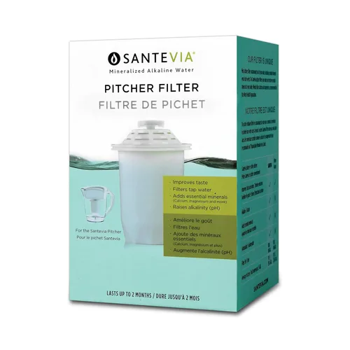 Santevia Filtro de repuesto para jarra de agua, único, compatible solo con jarras clásicas Santevia - alcalino, añade minerales de vuelta