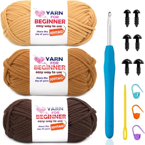 Miniatura 46 de Paquete de 3 hilos de ganchillo de mezcla de algodón y nailon - azul, gris, verde - 3x50g - puntadas fáciles de ver - kit de ganchillo y tejido