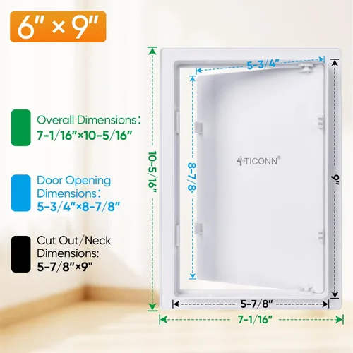 Miniatura 2 de TICONN Panel de acceso para paneles de yeso, 6 x 9 pulgadas, cubierta de plástico ABS para pared, puertas de acceso, panel de acceso fácil