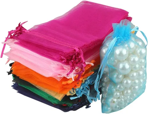 Miniatura 19 de G2PLUS Bolsas de organza con cordón de 4 x 6 pulgadas, 100 bolsas de organza azul aguamarina, bolsas de malla transparente para joyas, bolsa