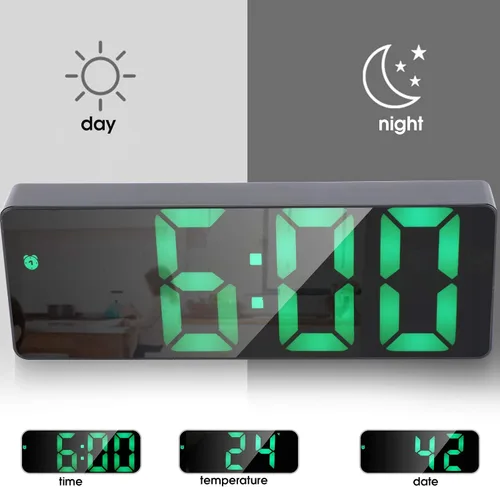 Miniatura 3 de GLOGLOW Reloj electrónico, Multifuncional Número LED Pantalla Reloj Batería USB Doble Uso Digital Reloj Digital Mesa Rectangular Reloj Digital