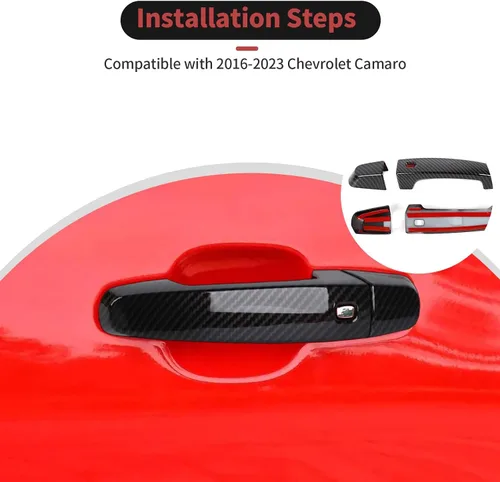 Miniatura 4 de CheroCar Compatible con Camaro - Cubierta para manija de puerta exterior, accesorios de decoración para exteriores compatibles con Chevrolet Camaro