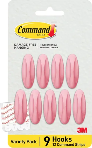 Miniatura 10 de Command Ganchos medianos de diseño, negro, 9 ganchos, 12 tiras