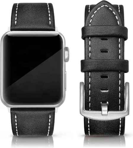 Miniatura 17 de EDIMENS Correas de cuero compatibles con Apple Watch de 1.81 pulgadas, 1.77 pulgadas, 1.73 pulgadas, 1.65 pulgadas (serie 1, 2, 3) para hombres