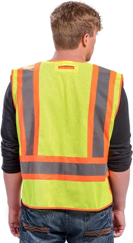 Miniatura 9 de Chaleco de seguridad de alta visibilidad, chaleco de seguridad ANSI Clase 2 con 5 bolsillos, amarillo con cierre de ajustable, malla transpirable