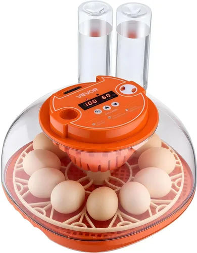 Miniatura 11 de VEVOR Incubadora de 12 huevos, girador automático de huevos con vela LED, control de temperatura y humedad, ventana transparente de visión de 360°