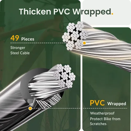 Miniatura 4 de Titanker Cable de bloqueo de bicicleta, bloqueo de cable de bicicleta de 4 pies, bloqueo de bicicleta autoenrollable básico para niños, combinación