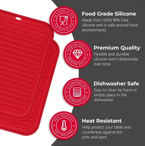 Miniatura 2 de Salvamanteles de silicona para platos calientes, ollas, sartenes (paquete de 4) – Soportes de ollas resistentes al calor para alfombrillas de 4