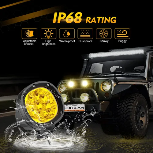 Miniatura 4 de Auxbeam Panel de interruptor de 8 bandas + luces LED redondas ámbar de 4 pulgadas y 90 W, luz de conducción redonda súper brillante con kit de arnés