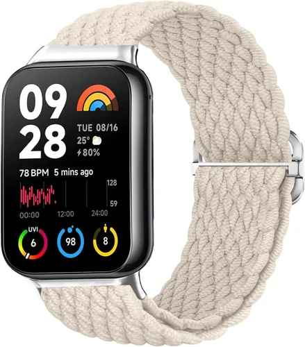 Miniatura 9 de Bandas trenzadas para Xiaomi Smart Band 9 Pro/Mi Band 8 Pro/Redmi Watch 5/4, correas elásticas de repuesto deportivas para mujeres y hombres Cremoso