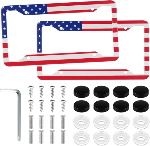 Miniatura 8 de LivTee Marcos Negros para Placas de Matrícula, Cubiertas de Placas de Matrícula de Acero Inoxidable de 2 Agujeros, 2PCS Soporte para Placas