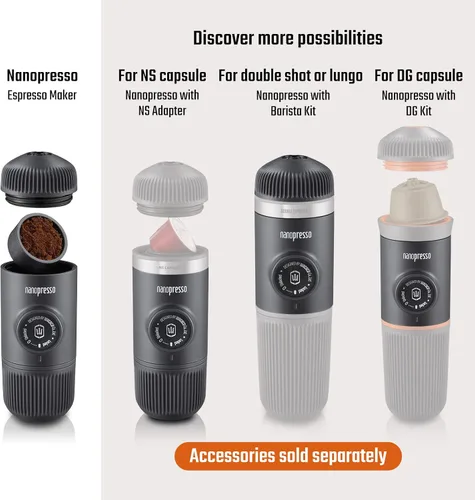 Miniatura 2 de WACACO Nanopresso Cafetera de Espresso Portátil con Funda, Mini Cafetera de Viaje, Perfecta para Camping, Viajes y Oficina (Elements Arctic Blue)