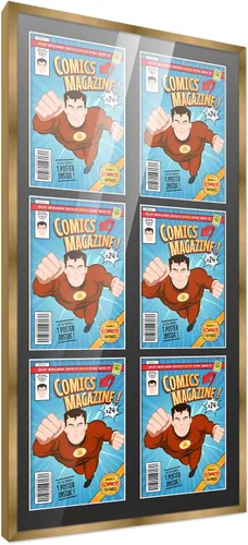Miniatura 66 de Poster Palooza Marco de cómic con paspartú para 1 cómic de la Edad de Bronce publicado entre 1970 y 1985, marco de cómic negro para cómic de 7.25 x