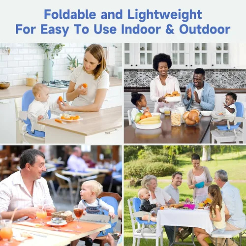 Miniatura 8 de YOLEO Silla alta para bebé, asiento elevador para mesa de comedor, sillas altas plegables con alturas ajustables, asiento elevador de viaje