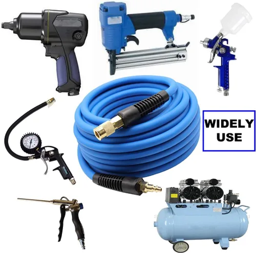 Miniatura 6 de YOTOO Manguera de aire híbrida de 3/8 pulgadas por 3 pies, 300 PSI de alto rendimiento, ligera, resistente a los dobleces, flexibilidad para todo