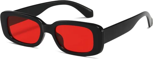 kimorn Lentes de sol rectangulares para mujeres y hombres, modernos, retro, a la moda, gafas de sol vintage de los años 90, protección UV 400, marco