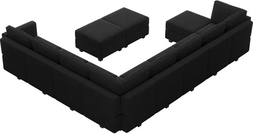 Miniatura 9 de Belffin Sofá modular modular con asiento de almacenamiento, sofá en forma de U de gran tamaño, sofá modular de terciopelo con terciopelo otomano