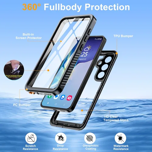 Miniatura 6 de Funda para Samsung Galaxy S25 Plus, impermeable IP68 con protector de pantalla y lente incorporados [14 pies de protección militar a los golpes]