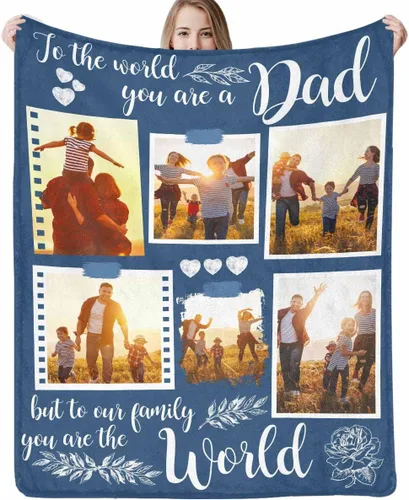 Miniatura 10 de Mantas personalizadas con fotos, manta para el día del padre: fabricada en Estados Unidos, mantas personalizadas con imágenes, manta personalizada