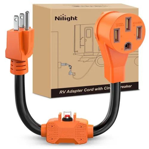 Miniatura 38 de Nilight - 50033R Adaptador de enchufe RV de 18 pulgadas, 50 amperios a 30 amperios, adaptador eléctrico de Dogbone de alta resistencia con mango 115G