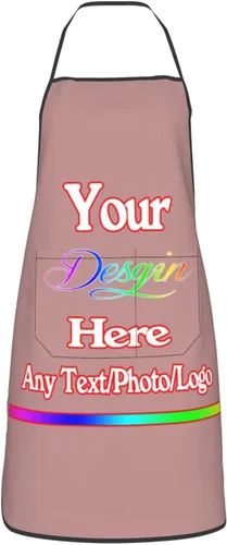 Miniatura 20 de Delantal de diseño personalizado para mujeres y hombres con bolsillos, delantal de cocina personalizado, diseño de logotipo de texto