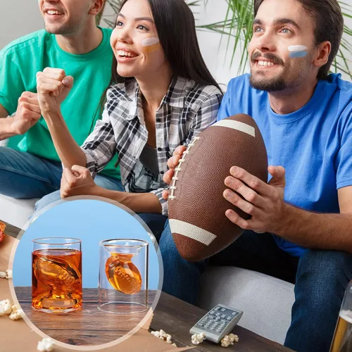 Miniatura 3 de Hoolerry - Juego de 6 vasos de chupito reversibles de 100/200 ml de fútbol, vasos de whisky transparentes para fanáticos del fútbol, regalos