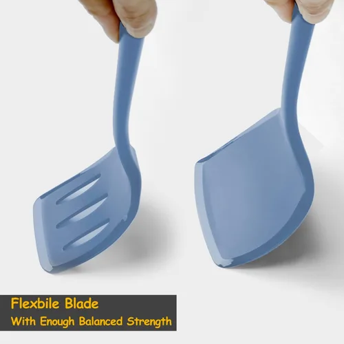 Miniatura 5 de Juego de espátulas de silicona, espátula volteadora de silicona resistente al calor de 600°F para cocinar, utensilios de cocina antiadherentes