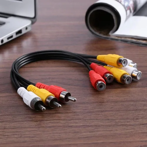 Miniatura 5 de 3RCA AV Audio Video Splitter Cable 1 en 2 Salida 3 Macho 6 Hembra 11.8 in Reproductor de DVD Consola de Juegos Proyector de TV Externa Monitor