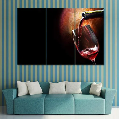 Miniatura 14 de Obra de arte para paredes del hogar, 3 paneles de letras de vino tinto, pinturas de corcho, impresiones HD, arte de pared de corcho de vino sobre